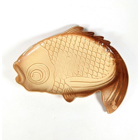 Vintage LARGE 16" Handmade Stoneware Fish Platter - Picture 1 of 5